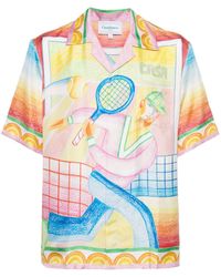 Casablancabrand - Crayon Tennis Player Silk Shirt - Lyst
