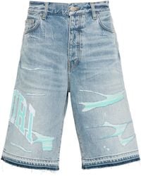 Amiri - Denim Logo Varsity Bermuda Shorts - Lyst