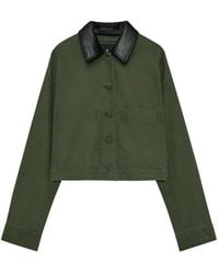 Anine Bing - Yuma Contrast-Collar Cropped Jacket - Lyst