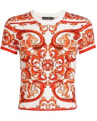 Dolce & Gabbana - Majolica-Print Jersey T-Shirt - Lyst