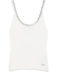 KARL LAGERFELD - Chain-Link Ribbed-Knit Top - Lyst