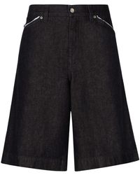 Dolce & Gabbana - Denim Bermuda Shorts Met Logoplakkaat - Lyst