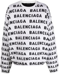 Balenciaga - Intarsia-knit Logo Jumper - Lyst