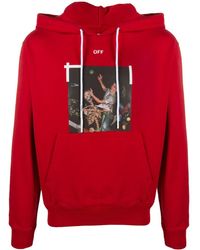 off white red face hoodie