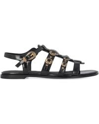 Pinko - Flat Sandals With Straps And Studs - Lyst