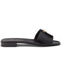 Prada - Saffiano Patent Leather Slides - Lyst