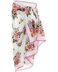 Dolce & Gabbana - Bouquet Fringed Sarong Beach Cover-Ups - Lyst