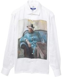 Junya Watanabe - Graphic-Print Linen Shirt - Lyst