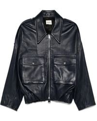 KHAITE - Leather Zip-Up Bomber Jacket - Lyst