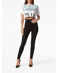 Philipp Plein - Logo-Print Cotton Crop Top - Lyst