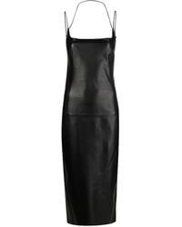 The Attico - Halterneck Leather Midi Dress - Lyst