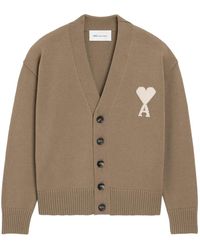 Ami Paris - Ami De Coeur-Intarsia Button Cardigan - Lyst