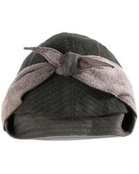 Ziggy Chen - Collaged Herringbone-Pattern Knot-Detail Hat - Lyst