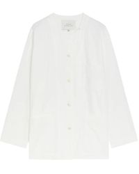 Studio Nicholson - Collarless Patch-Pocket Shirt - Lyst