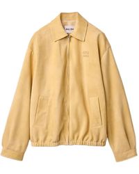 Miu Miu - Waxed Suede Blouson Jacket - Lyst