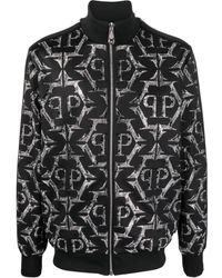 Philipp Plein - Veste De Moto Zippée À Ornements Strassés - Lyst