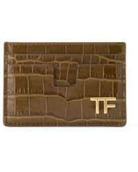 Tom Ford - Logo-plaque Crocodile-effect Cardholder - Lyst