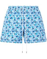 Fedeli - Geometric-Print Drawstring Swim Shorts - Lyst