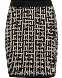 Balmain - Monogram-Jacquard Miniskirt - Lyst