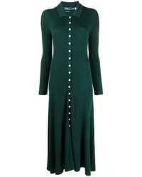 Polo Ralph Lauren - Ribbed-Knit Wool Polo Midi Dress - Lyst