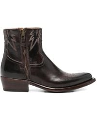 Eraldo - Embroidered Leather Ankle Boots - Lyst