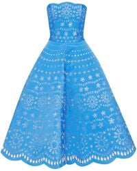 Oscar de la Renta - Crystal-embellished Strapless Midi Dress - Lyst
