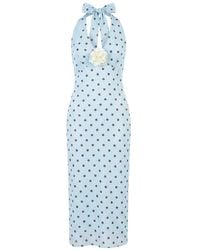 Sleeper - Jardin Polka-Dot V-Neck Midi Dress - Lyst