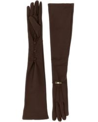 Elisabetta Franchi - Logo-Plaque Leather Gloves - Lyst