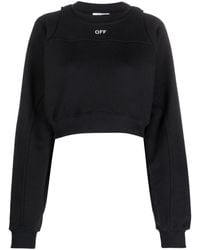 Off-White c/o Virgil Abloh - Uit White Cropted Crew Neck Sweatshirt - Lyst