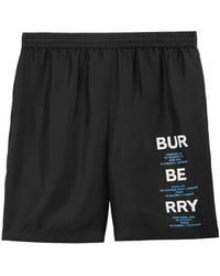 Burberry - Short de sport en soie à logo imprimé - Lyst