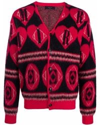 Amiri - Logo Heart Intarsia-Knit Cardigan - Lyst