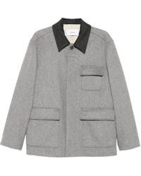Lardini - Contrast-Collar Wool Shirt Jacket - Lyst
