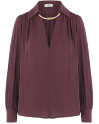 Elisabetta Franchi - Blusa Con Colletto Plissettato - Lyst