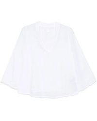 120% Lino - V-Neck Blouse - Lyst