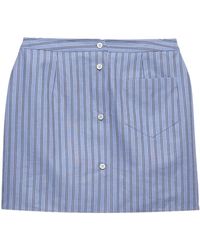 Prada - Striped Chambray Miniskirt - Lyst