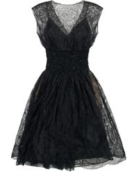 Valentino Garavani - Lace-Overlay Sequin-Embellished Mini Dress - Lyst