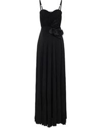 Elisabetta Franchi - Carpet Lurex Jersey Dress With Embroidered Flower - Lyst