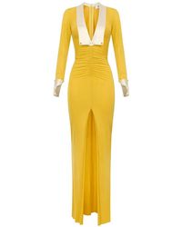 Elisabetta Franchi - Wide-Lapels Slim-Fit Maxi Dress - Lyst