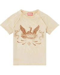 DIESEL - T-Shirt Verfraaid Met Stras En Raglan Mouwen - Lyst
