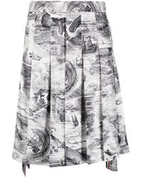 Thom Browne - Printed Pleated Skirt - Lyst
