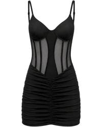 OW Collection - Robe Courte Sivara À Empiècement En Résille Et Fronces - Lyst