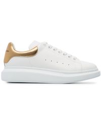 Alexander McQueen Gold Foil Embellished Chunky Leather Trainers - White
