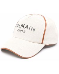 Balmain - Neutral Logo Canvas Baseball Cap - Lyst