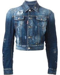 DSquared² - Cropped Denim Jacket - Lyst