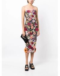 boho dresses midi PRETTYGARDEN Women's Casual Midi Dresses Square Neck Short Sleeve Smoc