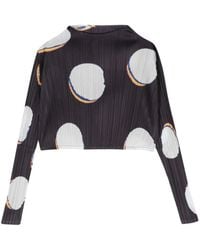 Pleats Please Issey Miyake - Bean Dots Pleated Cropped Top - Lyst