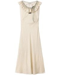 Miu Miu - Embroidered Marocain Crepe Dress - Lyst