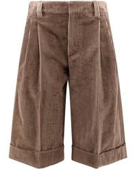Brunello Cucinelli - Pleated Corduroy Shorts - Lyst