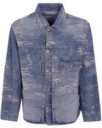 Emporio Armani - Distressed-Effect Denim Jacket - Lyst