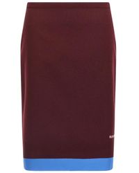 Miu Miu - Embroidered-Logo Split Midi Skirt - Lyst